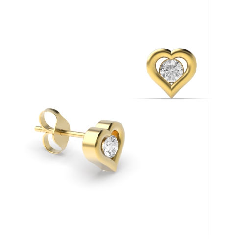 Channel Setting Round Yellow Gold Vital spark Diamond Earrings