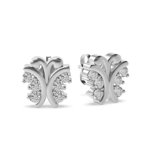 3 Prong Round Platinum Cluster Diamond Earrings