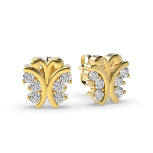 3 Prong Round Yellow Gold Cluster Earrings