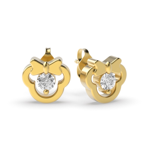 prong setting bow design round diamond cluster earrings