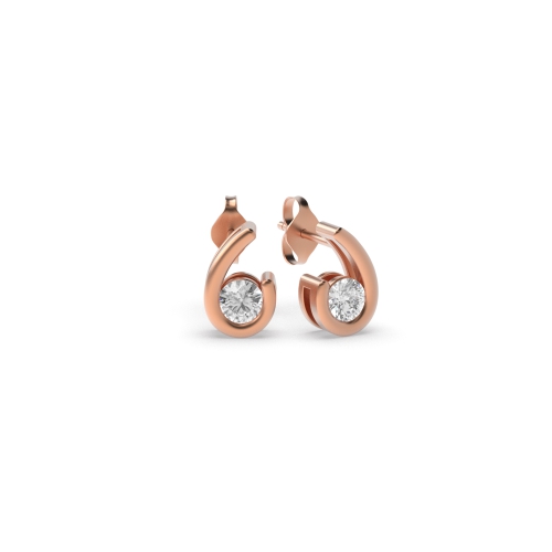 Channel Setting Round Rose Gold Six design Diamond Earrings