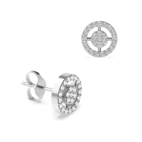 Pave Setting Round White Gold Glimmer sparkle Diamond Earrings