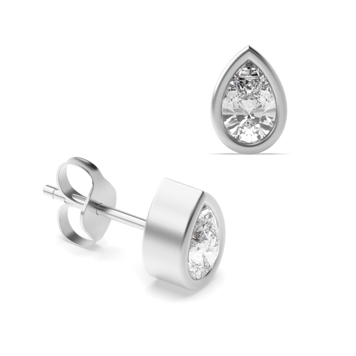 Bezel Setting Pear Designer Diamond Earrings
