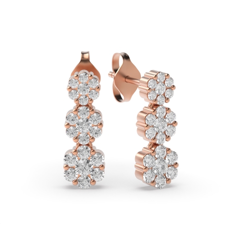 Pave Setting Round Rose Gold Elegnat Diamond Earrings