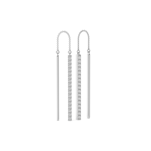 Pave Setting Round Bar chain Lab Grown Diamond Earrings