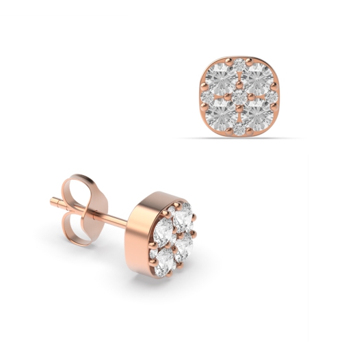 Pave Setting Round Rose Gold Glimmer radiance Diamond Earrings