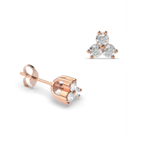 4 Prong Round Rose Gold Starglimmer Stud Diamond Earrings