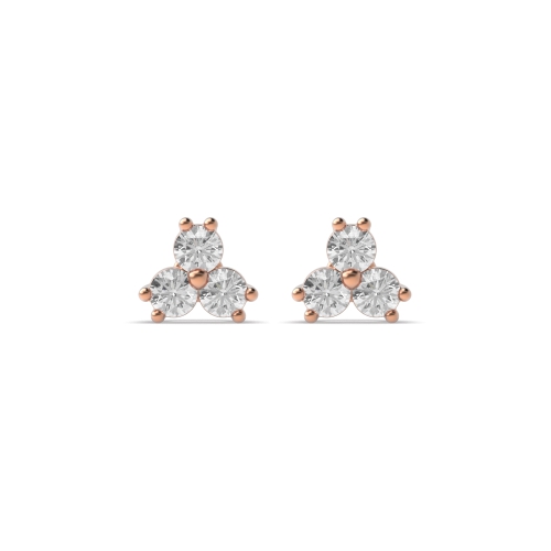 4 Prong Round Rose Gold Starglimmer Stud Diamond Earrings