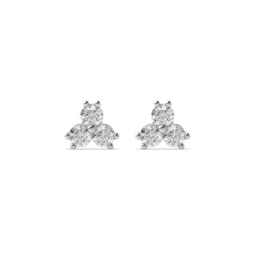 4 Prong Round Silver Starglimmer Stud Diamond Earrings