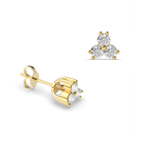 4 Prong Round Yellow Gold Starglimmer Stud Diamond Earrings