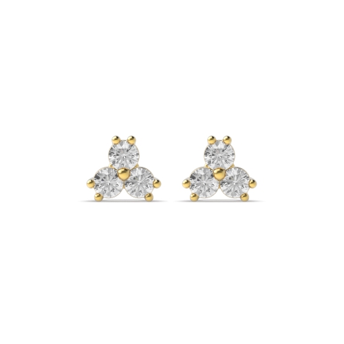 4 Prong Round Yellow Gold Starglimmer Stud Diamond Earrings