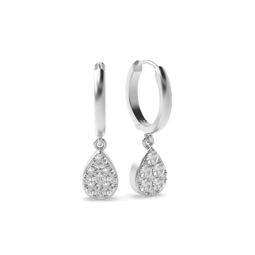 Pave Setting Round Pear shaped cluster Drop Diamond Earrings