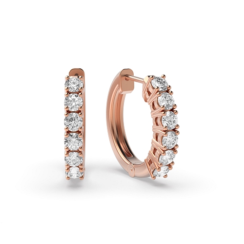4 Prong Round Rose Gold Orbit Diamond Earrings