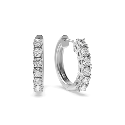 4 Prong Round Orbit Hoop Diamond Earrings