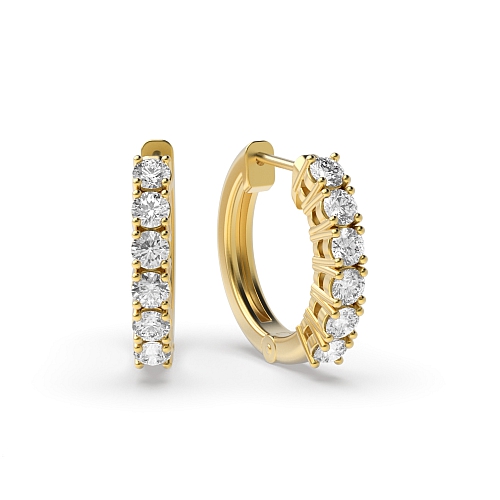 4 Prong Round Yellow Gold Orbit Diamond Earrings