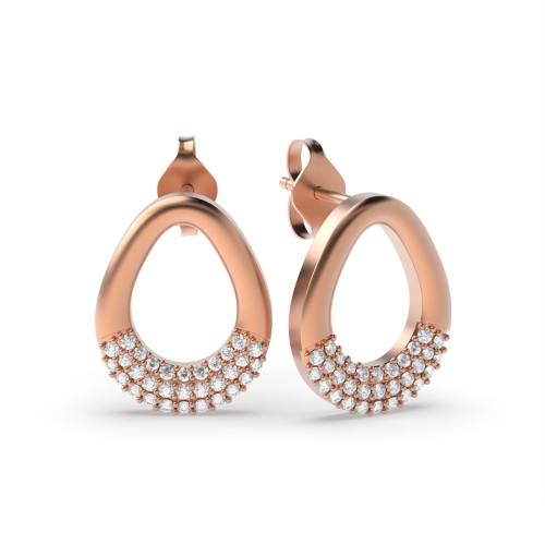 Pave Setting Round Rose Gold Nova Diamond Earrings