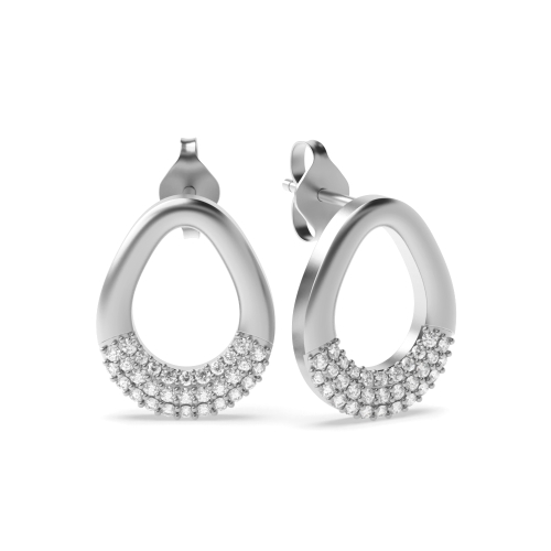Pave Setting Round White Gold Nova Diamond Earrings