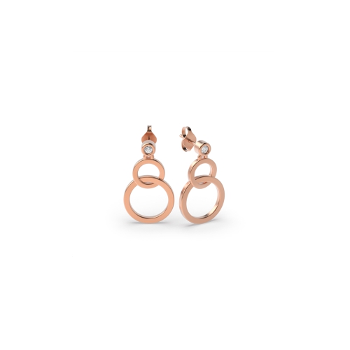 Bezel Setting Round Rose Gold Promise Diamond Earrings