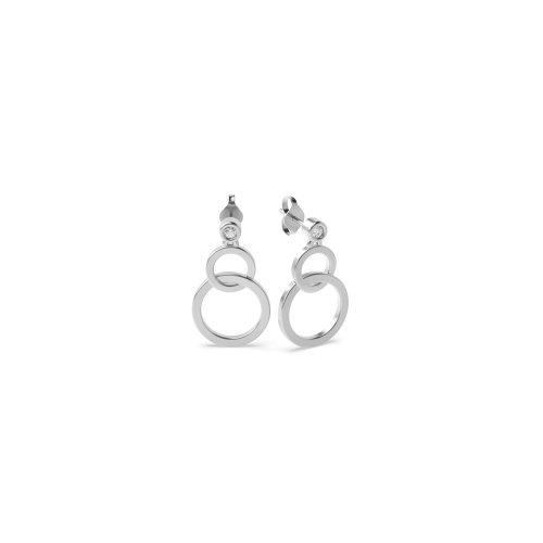 Bezel Setting Round White Gold Promise Diamond Earrings