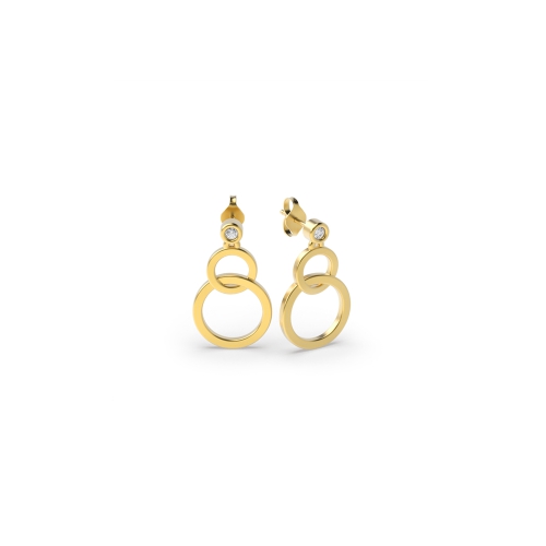 Bezel Setting Round Yellow Gold Promise Diamond Earrings