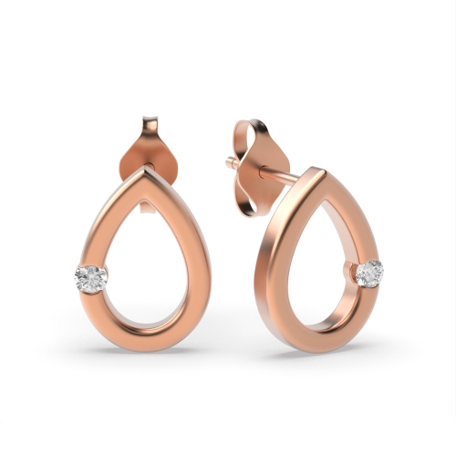Bezel Setting Round Rose Gold Luminspire Diamond Earrings