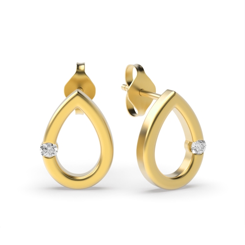 Bezel Setting Round Yellow Gold Luminspire Diamond Earrings