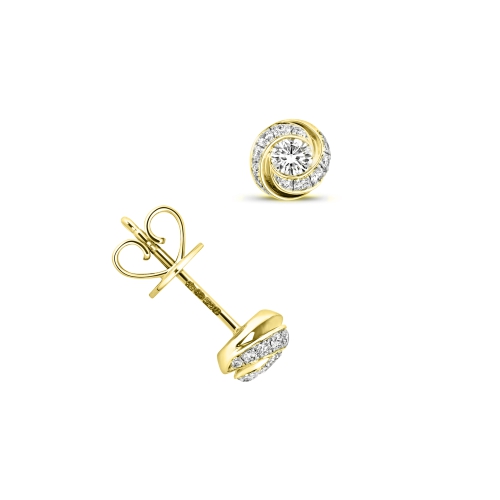 pave settings round shape cluster diamond earring