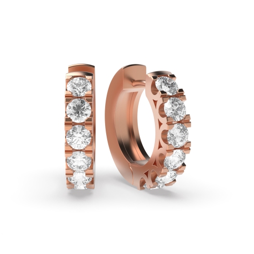 4 Prong Round Rose Gold U prong Diamond Earrings