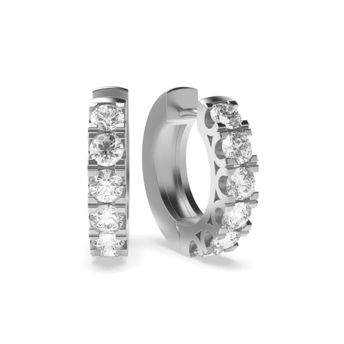 4 Prong Round U prong Hoop Diamond Earrings