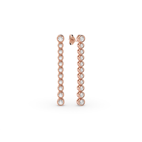 Bezel Setting Round Rose Gold Stoneset Diamond Earrings