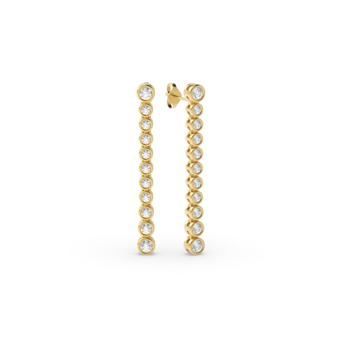 Bezel Setting Round Yellow Gold Stoneset Diamond Earrings