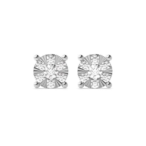 4 Prong Round Sunburst Stellated Lab Grown Diamond Earrings
