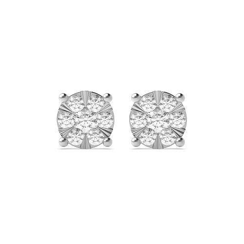 4 Prong Round 0.65ct Sunburst Stellated Lab Grown Diamond Earrings