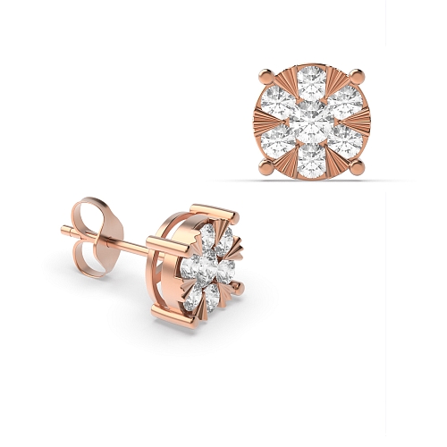 4 Prong Round Rose Gold Luminous Diamond Earrings