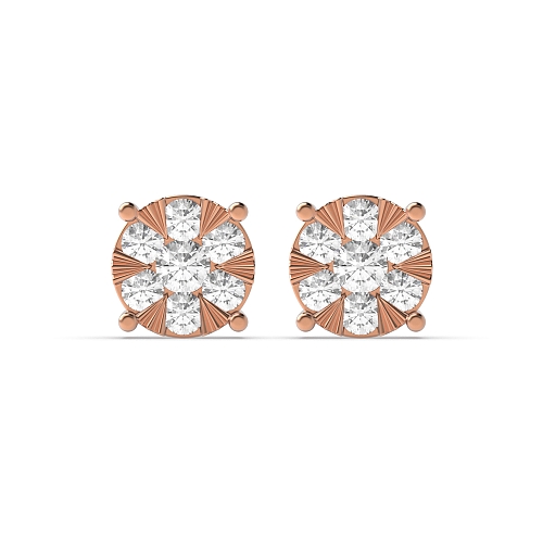 4 Prong Round Rose Gold Luminous Diamond Earrings
