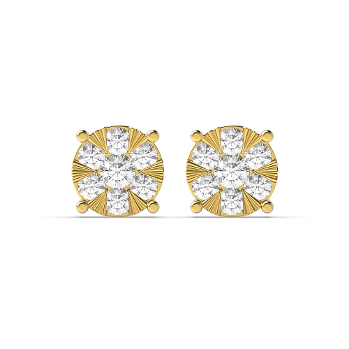 4 Prong Round Yellow Gold Luminous Diamond Earrings