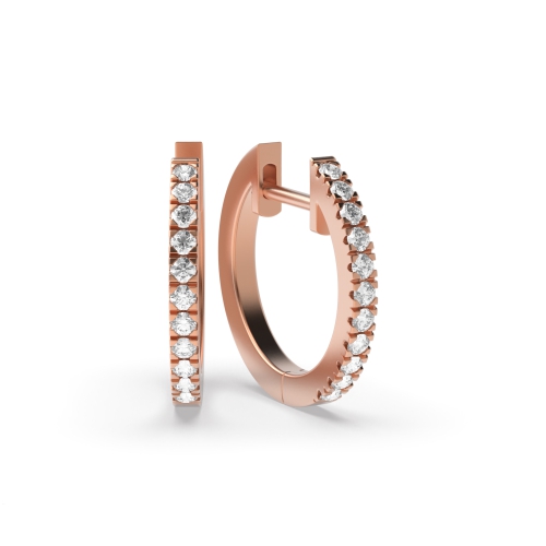 4 Prong Round Rose Gold Microset Diamond Earrings