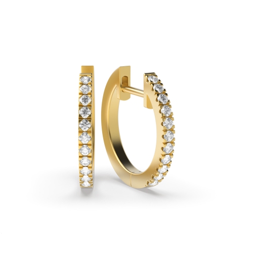 4 Prong Round Yellow Gold Microset Diamond Earrings