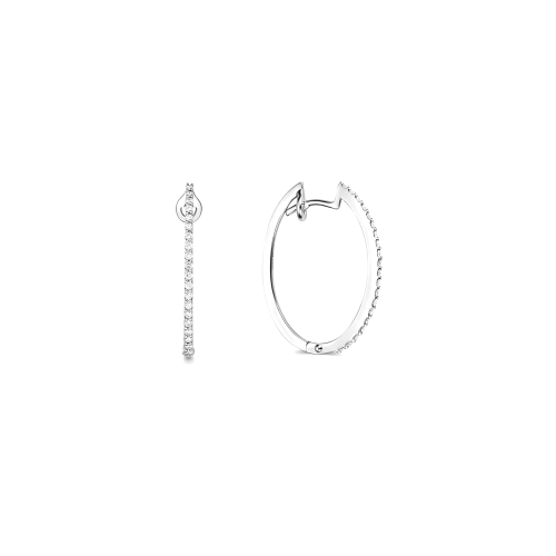 4 Prong Round Platinum Hoop Diamond Earrings
