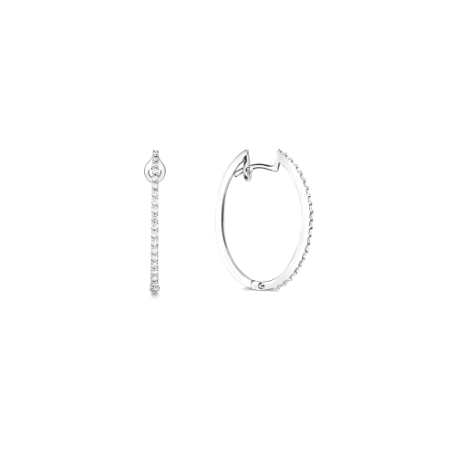 4 Prong Round Petit delicate Hoop Diamond Earrings