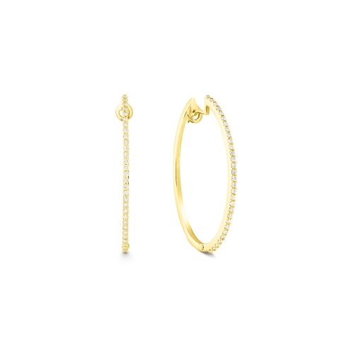 Prong Settings Round Shape Hoop Diamond Earring | Abelini