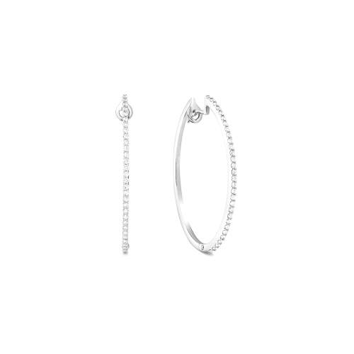 4 Prong Round Big size Hoop Diamond Earrings