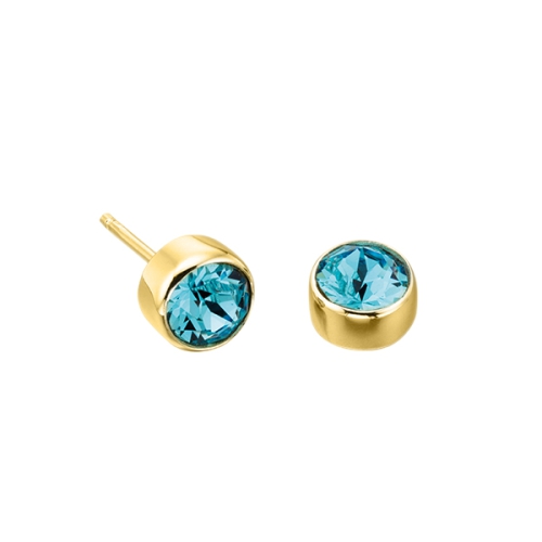 Bezel Setting Round Yellow Gold Birthstone Lab Grown Diamond Earrings