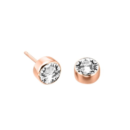 Bezel Setting Round Rose Gold Diamond Earrings