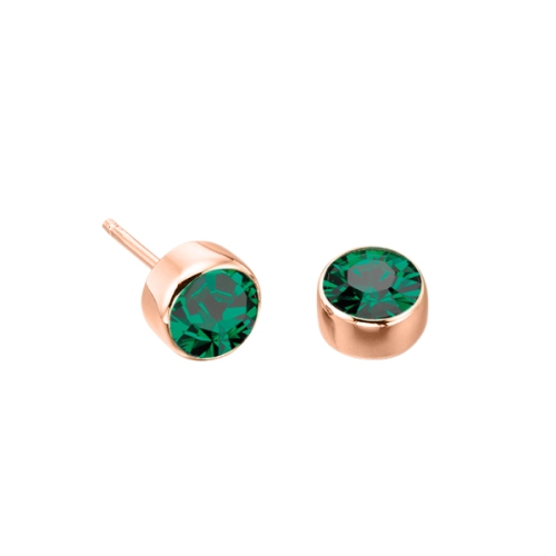 Bezel Setting Round Rose Gold Birthstone Lab Grown Diamond Earrings