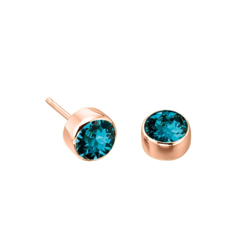 Bezel Setting Round Rose Gold Birthstone Lab Grown Diamond Earrings