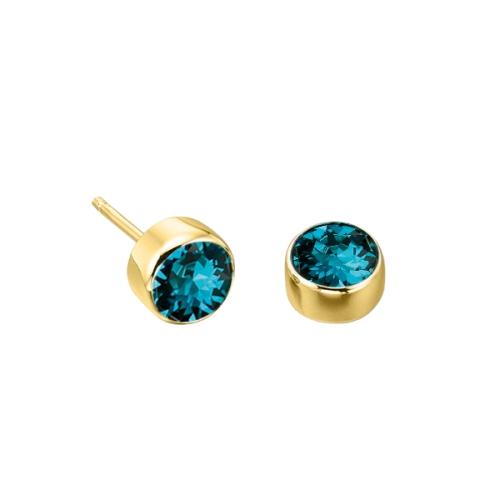 Bezel Setting Round Yellow Gold Birthstone Lab Grown Diamond Earrings