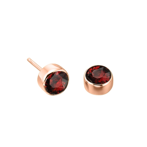 Bezel Setting Round Rose Gold Birthstone Lab Grown Diamond Earrings