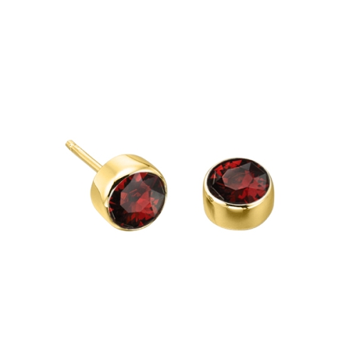 Bezel Setting Round Yellow Gold Birthstone Lab Grown Diamond Earrings