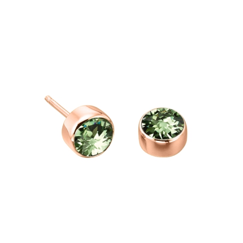 Bezel Setting Round Rose Gold Lab Grown Diamond Earrings